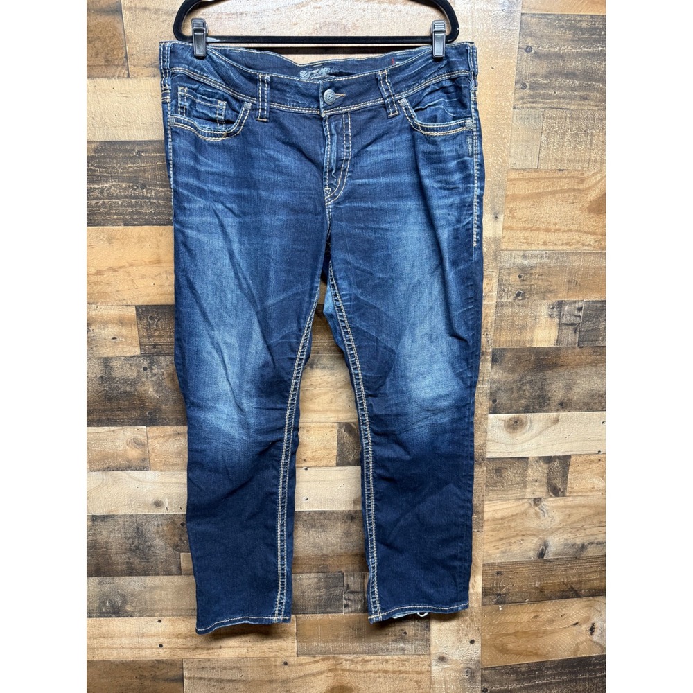 Silver Jeans Co Suki Mid Straight Dark Wash Denim Jeans W93413SAI467 Size 18/30